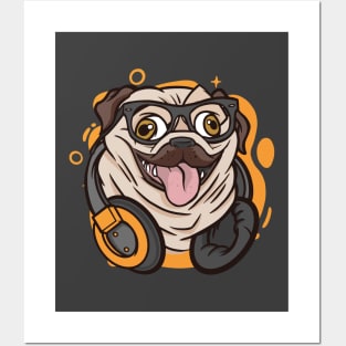 Funny Hipster Pug Dog Face // Pug Lover // Pug Mom Cute Posters and Art